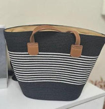 Load image into Gallery viewer, Women's Large Rattan Weave Shoulder Tote Bag - Straw Woven Beach Bag with Zipper