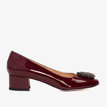 Load image into Gallery viewer, The Danish Burgundy Patent Leather Block Heel Pump Women Shoe
