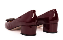 Load image into Gallery viewer, The Danish Burgundy Patent Leather Block Heel Pump Women Shoe