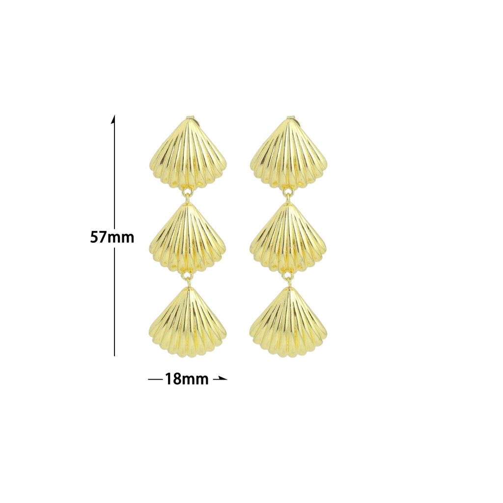 Gold Silver String of Shell Dangle Earrings, Sku#A468