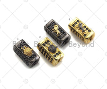 Load image into Gallery viewer, Wolf/Lion King,Tube Spacer Bead, Black CZ Pave Tube Spacer Beads for Men/Women Jewelry Making, 7x14mm, sku#ML20