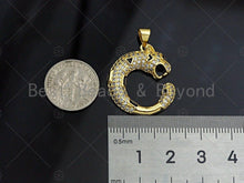 Load image into Gallery viewer, 18K Gold Leopard Shape Pendant, Panther Charm, Animal Pave Pendant, 22x25mm, Sku#LK54