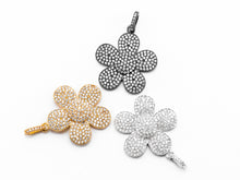 Load image into Gallery viewer, 25mm CZ Micro Pave Daisy Flower Pendant/Charm, Cubic Zirconi
