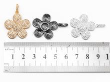 Load image into Gallery viewer, 25mm CZ Micro Pave Daisy Flower Pendant/Charm, Cubic Zirconi