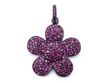 Load image into Gallery viewer, CZ Micro Pave Flower Pendant/Charm, Cubic Zirconia Blue Fuchsia Black Champagne Purple Daisy Focal Flower Pave Pendant,34 x25mm, sku#F349
