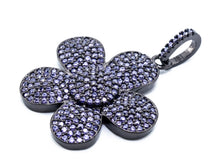Load image into Gallery viewer, CZ Micro Pave Flower Pendant/Charm, Cubic Zirconia Blue Fuchsia Black Champagne Purple Daisy Focal Flower Pave Pendant,34 x25mm, sku#F349