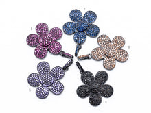 Load image into Gallery viewer, CZ Micro Pave Flower Pendant/Charm, Cubic Zirconia Blue Fuchsia Black Champagne Purple Daisy Focal Flower Pave Pendant,34 x25mm, sku#F349