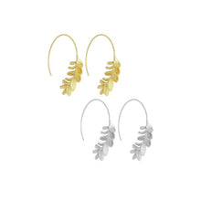 Load image into Gallery viewer, Gold Silver Wheart flower Leaf Shape Hoop Earrings, Sku#L740
