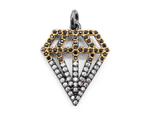 Load image into Gallery viewer, 1PC/2PCS CZ Black White Dual Color Micro Pave Diamond Pendant/Charm, Cubic Zirconia CZ Micro Pave Pendant Charm, 17x22mm, sku#F345C