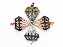 Load image into Gallery viewer, 1PC/2PCS CZ Black White Dual Color Micro Pave Diamond Pendant/Charm, Cubic Zirconia CZ Micro Pave Pendant Charm, 17x22mm, sku#F345C