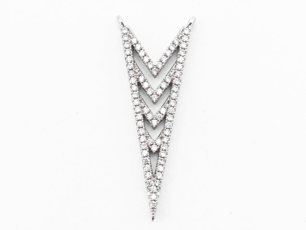 CZ Micro Pave Multi Arrow V shaped Pendant Connector, CZ Pendant in Gold Rose Gold Tone, Rhinestone Jewelry Findings 14x36mm, sku#F346