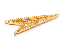 Load image into Gallery viewer, CZ Micro Pave Multi Arrow V shaped Pendant Connector, CZ Pendant in Gold Rose Gold Tone, Rhinestone Jewelry Findings 14x36mm, sku#F346