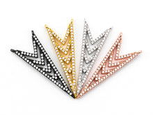 Load image into Gallery viewer, CZ Micro Pave Multi Arrow V shaped Pendant Connector, CZ Pendant in Gold Rose Gold Tone, Rhinestone Jewelry Findings 14x36mm, sku#F346