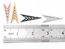 Load image into Gallery viewer, CZ Micro Pave Multi Arrow V shaped Pendant Connector, CZ Pendant in Gold Rose Gold Tone, Rhinestone Jewelry Findings 14x36mm, sku#F346