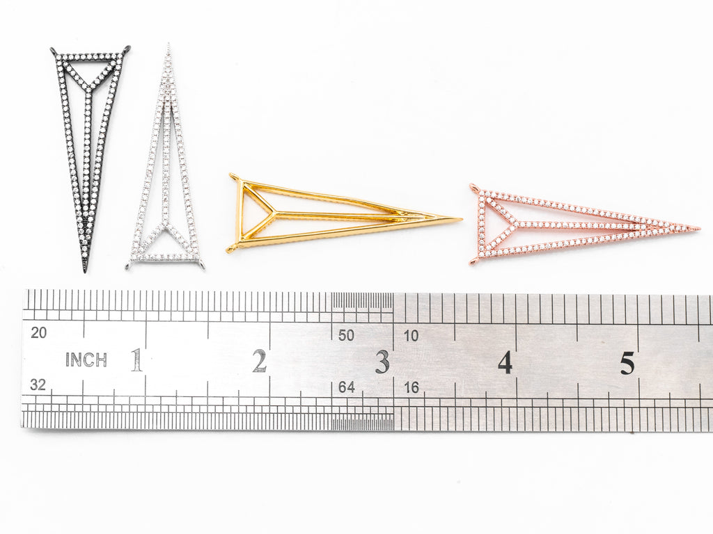49x17mm CZ Clear Micro Pave open Triangle Connector Pendant/Charm, Cubic Zirconia Connector, Fashion Jewelry Findings, 1pc/2pcs, sku#F347