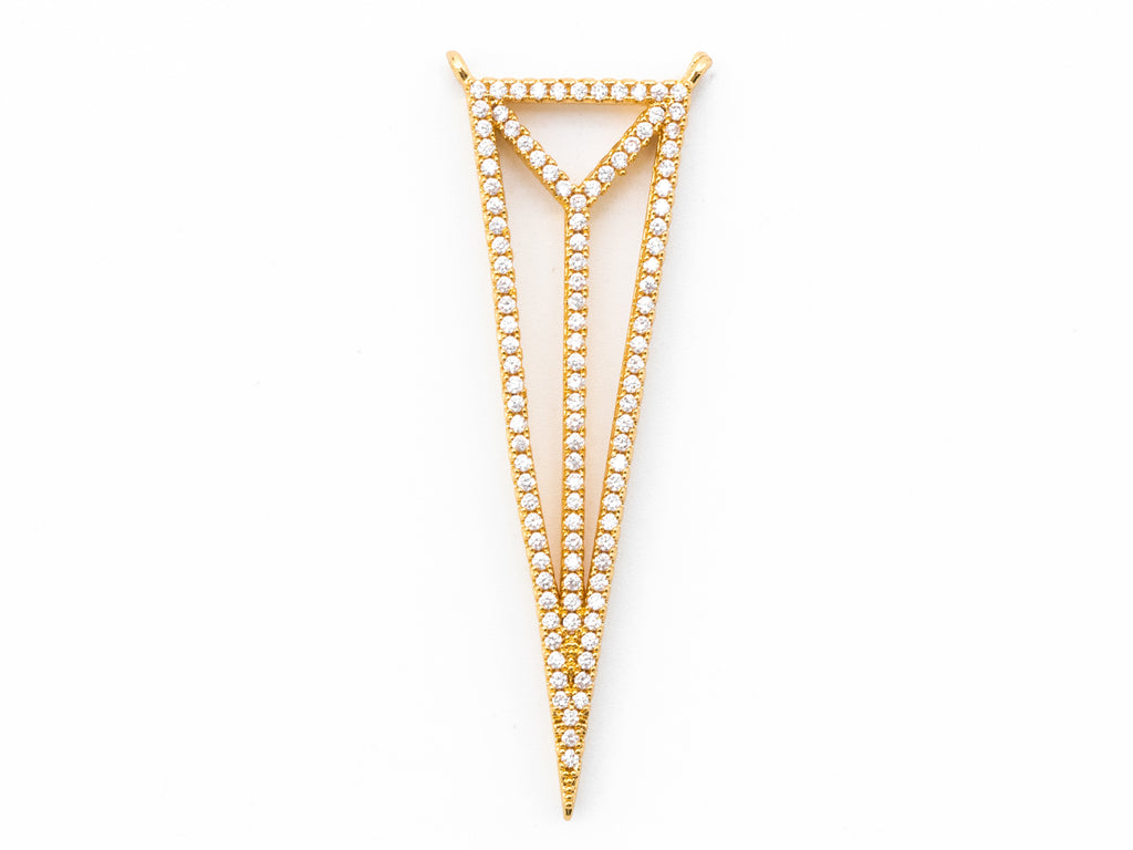 49x17mm CZ Clear Micro Pave open Triangle Connector Pendant/Charm, Cubic Zirconia Connector, Fashion Jewelry Findings, 1pc/2pcs, sku#F347