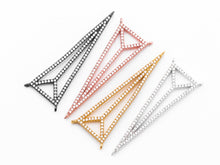 Load image into Gallery viewer, 49x17mm CZ Clear Micro Pave open Triangle Connector Pendant/Charm, Cubic Zirconia Connector, Fashion Jewelry Findings, 1pc/2pcs, sku#F347