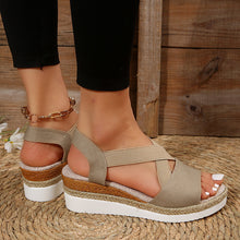 Load image into Gallery viewer, Wedge Sandals Cross-Strap Platform Gladiator Hemp Heel Shoes
