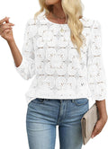 Sampeel Women Blouses Dressy Casual 3/4 Length Sleeve Tops Eyelet Lace Spring Summer Shirts Beach Vacation Clothes