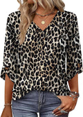 OFEEFAN 3/4 Length Sleeve Womens Tops Dressy Casual Blouses V Neck T Shirts Summer Tops Spring Outfits Loose Fit