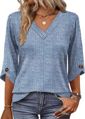 OFEEFAN 3/4 Length Sleeve Womens Tops Dressy Casual Blouses V Neck T Shirts Summer Tops Spring Outfits Loose Fit