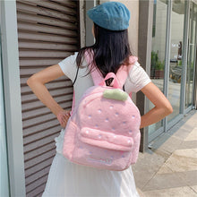 Load image into Gallery viewer, Cute Plush Fruit Backpack – Pink Kawaii Mini Backpack for Women