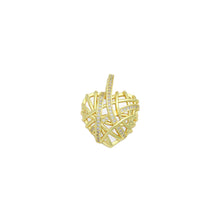 Load image into Gallery viewer, Clear CZ Gold Cage Puffy Heart Charm Pendant, Sku#LD708