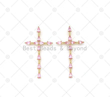 Load image into Gallery viewer, Pink CZ Cross Charm, Sku#LK540