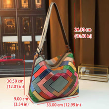 Load image into Gallery viewer, Geometric Grid Leather Patchwork Colorful Shoulder Bag