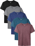 5 Pack Boys Shirts Youth Athletic Dry Fit Shirts Short Sleeve T-Shirt Tops