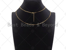 Load image into Gallery viewer, 19"/32"/7" Dainty Gold Figaro Necklace and Bracelet, Gold Layering Necklace Bracelet, Ready to wear w/Lobster Clasp, sku#LK104