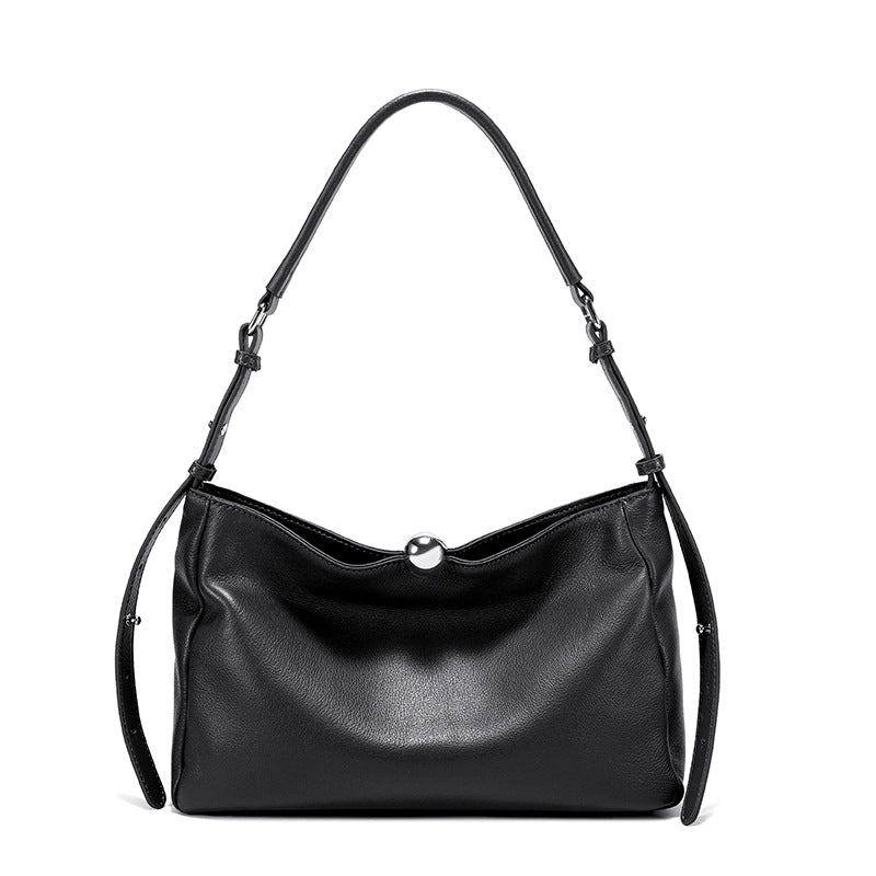 Luxury Genuine Leather Women's Pillow Bag – Full-Grain Cowhide Crossbody Handbag