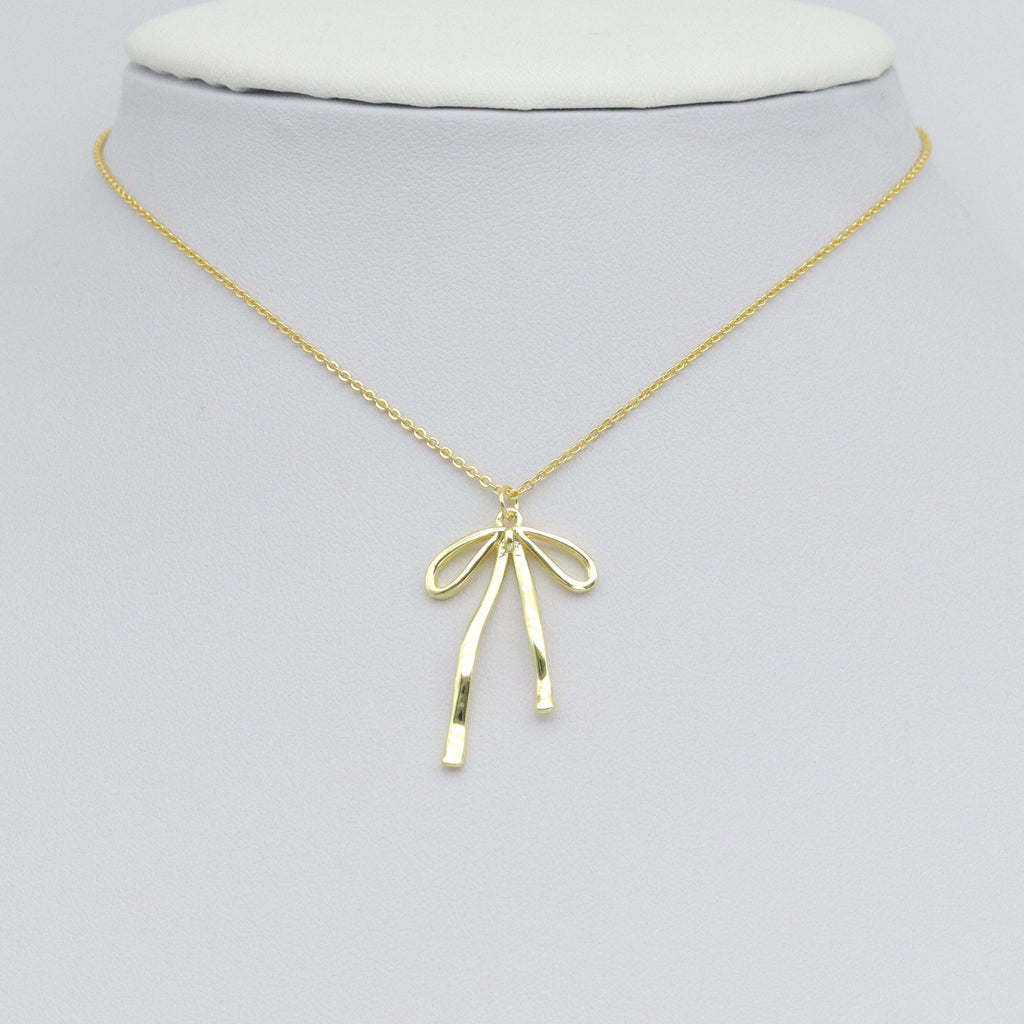 Slinky Gold Bow Shape Charm Pendant, Sku#LD665