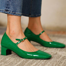 Load image into Gallery viewer, Women's Mid-Heel Square-Toe Pumps | Plus-Size Buckle Mule Shoes