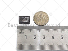 Load image into Gallery viewer, CZ Large Hole Crown On Cuboid Spacer Micro Pave Beads, Cubic Zirconia Cuboid  Space Beads, Men's Bracelet Findings, 13x7mm, SKU#LD08
