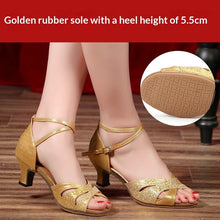 Load image into Gallery viewer, Women's Faux Suede Latin Dance Shoes – Ballroom Heels with Soft Rubber Sole