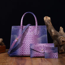 Load image into Gallery viewer, Women's Crocodile-Grain Crossbody Tote Bag Set - 3-Piece Premium PU Leather Handbag Collection