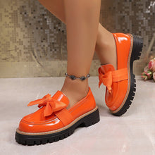 Load image into Gallery viewer, Women's Bow Tie Chunky Heel Pumps - Slip-On Round Toe Loafers