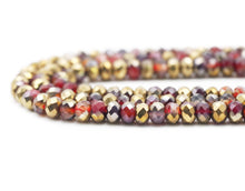 Load image into Gallery viewer, Half Gold Plated Natural Orange Red Banded Agate Rondelle Faceted Beads, Sku#UA274