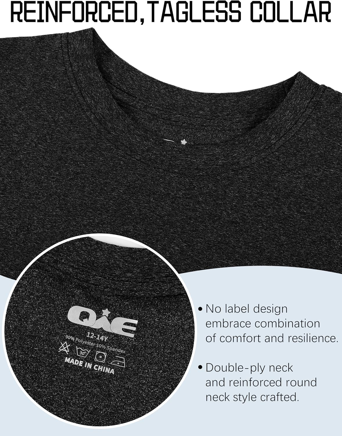 5 Pack Boys Shirts Youth Athletic Dry Fit Shirts Short Sleeve T-Shirt Tops