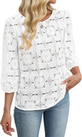 Sampeel Women Blouses Dressy Casual 3/4 Length Sleeve Tops Eyelet Lace Spring Summer Shirts Beach Vacation Clothes