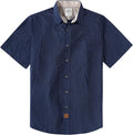 Dubinik® Mens Short Sleeve Button Down Shirts 100% Cotton Plaid Men's Casual Button-Down Shirts with Pocket