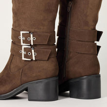 Load image into Gallery viewer, The Drop Women's Sage Tall Biker Boot with Buckles