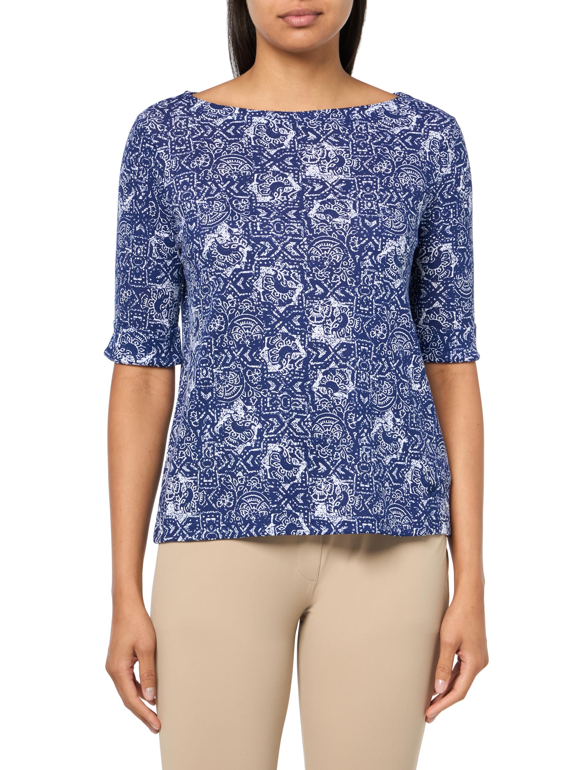 Gloria Vanderbilt Women's Alanis Boat Neck Knit Tee Shirt with Elbow Sleeves Standard