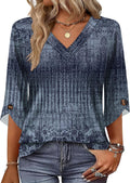 OFEEFAN 3/4 Length Sleeve Womens Tops Dressy Casual Blouses V Neck T Shirts Summer Tops Spring Outfits Loose Fit