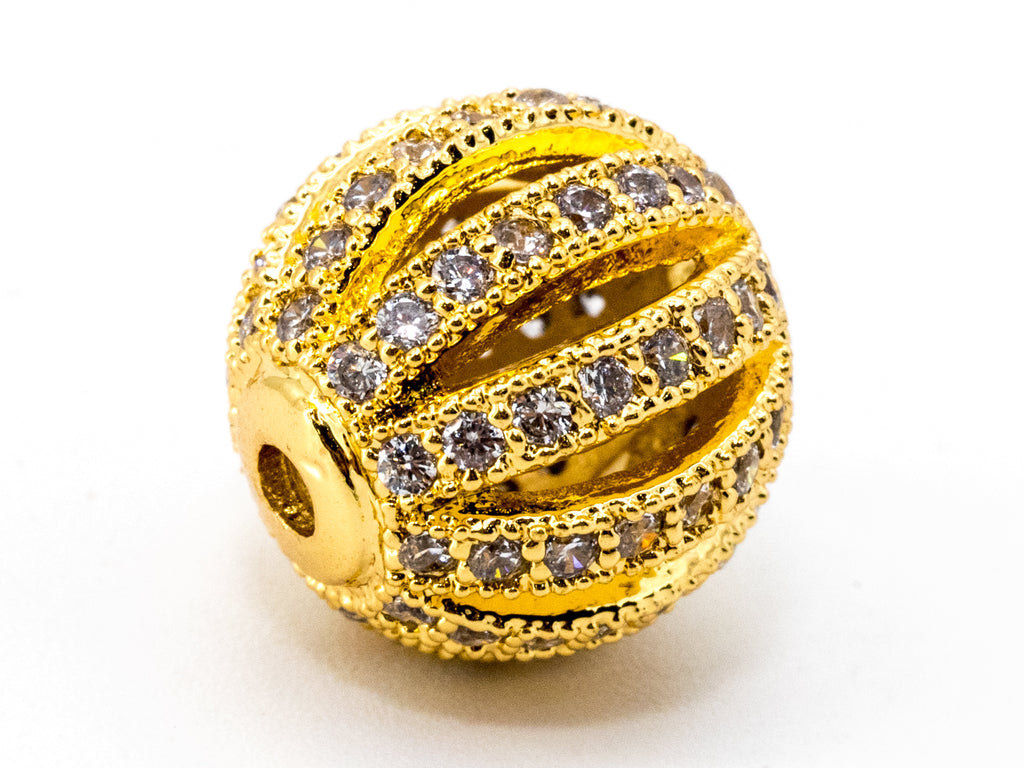 8mm/9.5mm/12mm CZ Micro Pave Shamballa Round Cage Spacer Beads, sku#G302