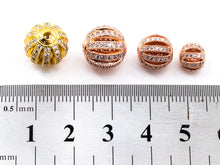 Load image into Gallery viewer, 8mm/9.5mm/12mm CZ Micro Pave Shamballa Round Cage Spacer Beads, sku#G302