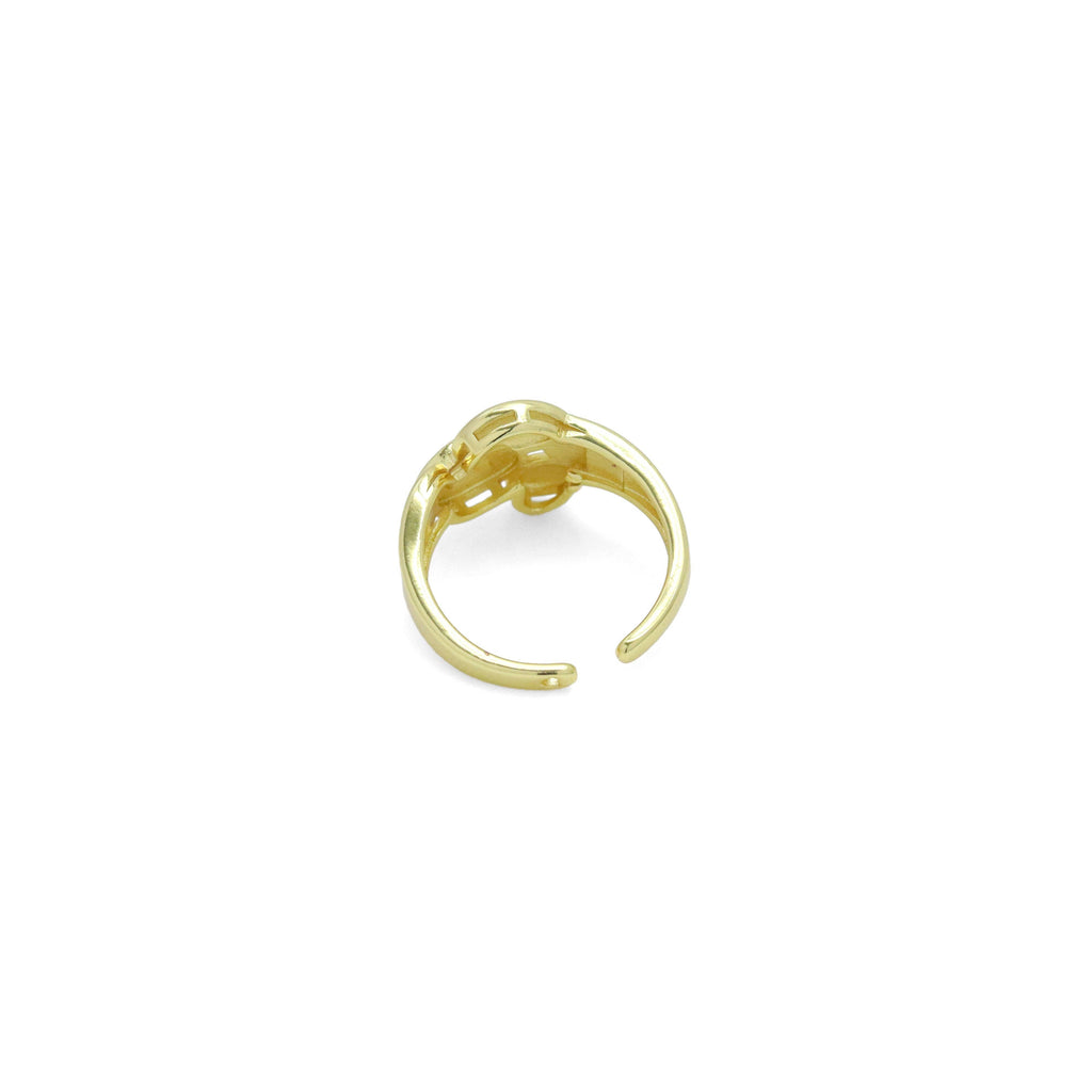 Gold Oval Dot Statement Adjustable Ring, Sku#LD646