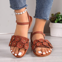 Load image into Gallery viewer, Women's Retro Floral Flat Sandals | Buckle Round-Toe Beach Shoes