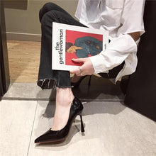 Load image into Gallery viewer, Women's Pointed-Toe Patent Leather Stiletto Heels | Slip-On Dress Pumps